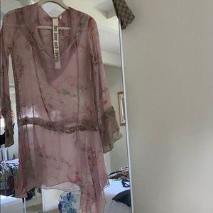 Gorgeous silk floral hooded sheer tunic